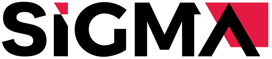 Sigma logo in bold typography with red and black design elements for business branding