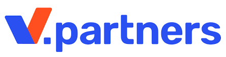 V Partners logo in blue and red stylized text