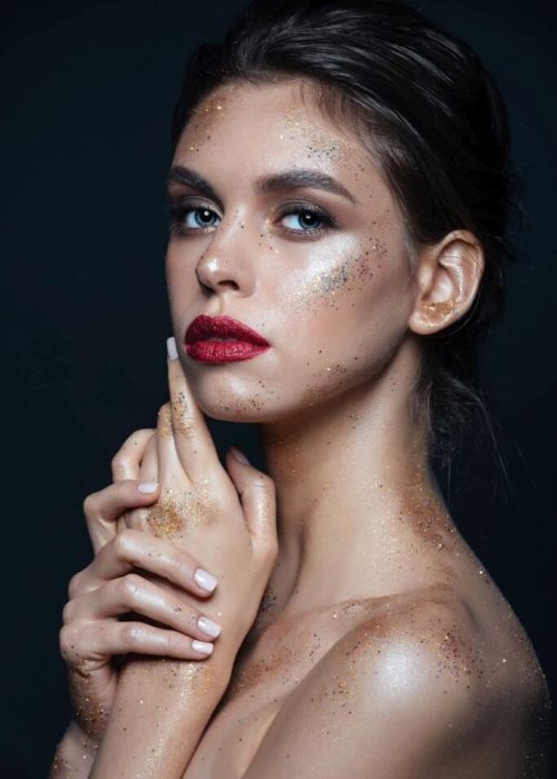 Glamorous portrait of Masha Syta highlighting her radiant look.